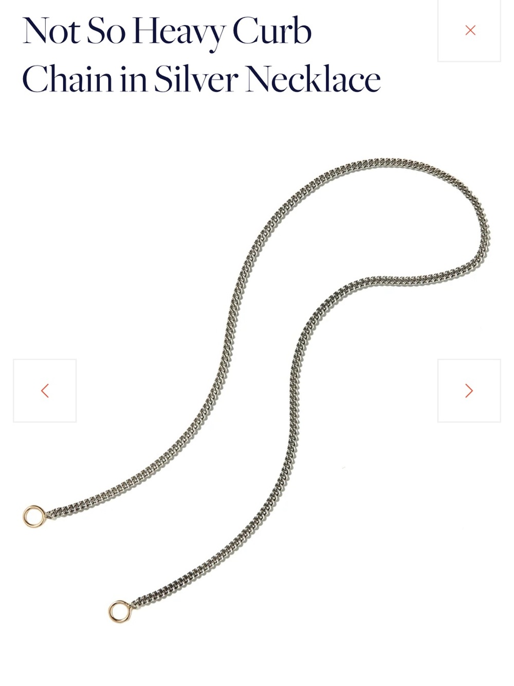 Marla Aaron Not So Heavy Curb Chain in Silver with 14k YG Loops in 18 in